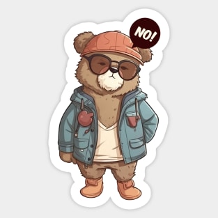 A cute teddy bear wearing street fashion Sticker